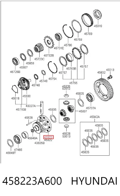 Корпус дифференциала переднего моста, сателитов HYUNDAI 458223A600
