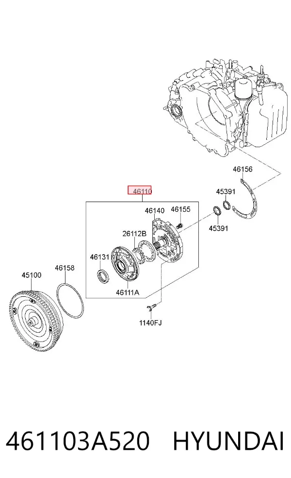 Насос масляный АКПП 461103A520 Hyundai/Kia