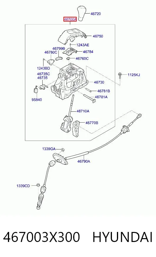 Кулиса переключения передач 467003X300 Hyundai/Kia