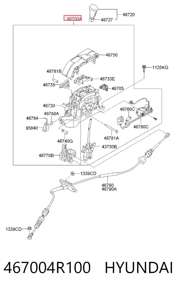Кулиса переключения передач 467004R100 Hyundai/Kia