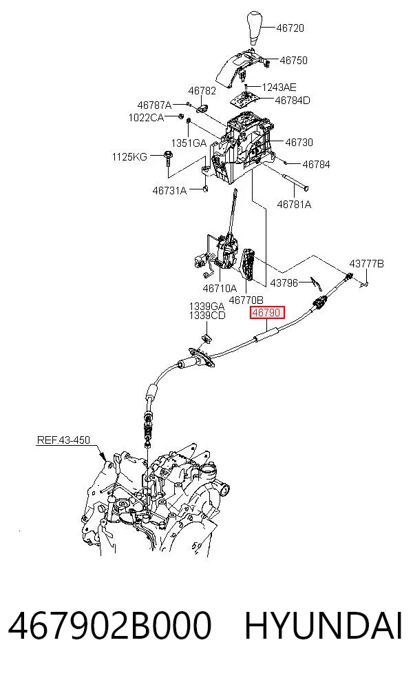 Трос КПП 467902B000 Hyundai/Kia
