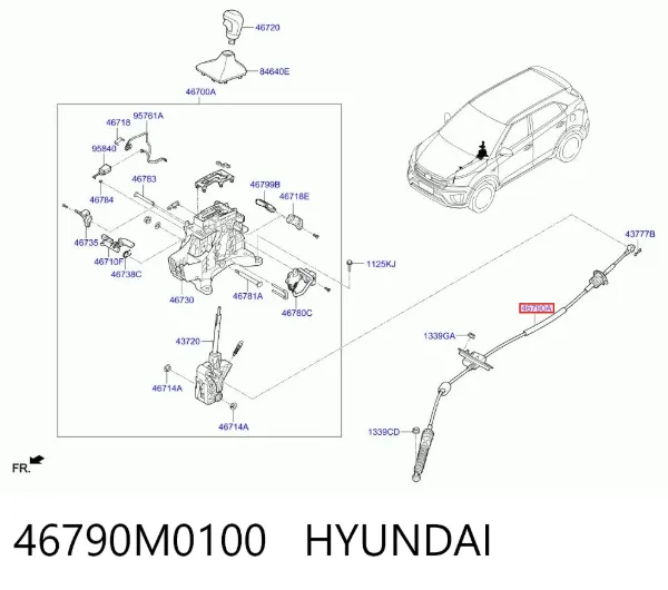 Трос переключения передач 46790M0100 Hyundai/Kia