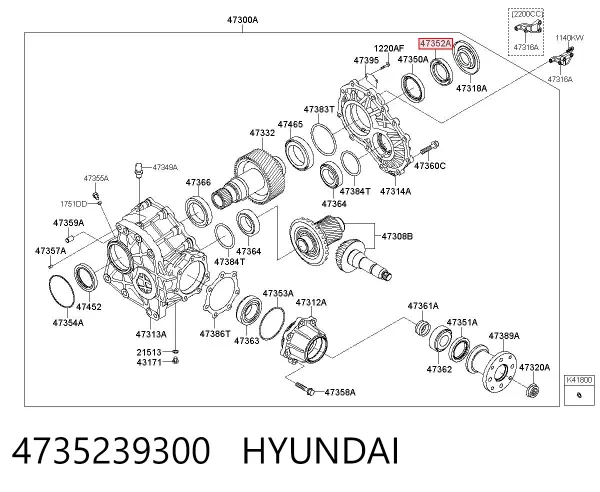 Сальник редуктора переднего моста 4735239300 Hyundai/Kia