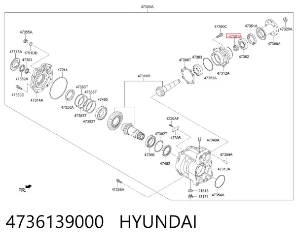 Втулка распорная хвостовика заднего моста 4736139000 Hyundai/Kia