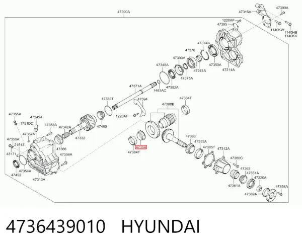 Подшипник раздаточной коробки, выходного вала, передний 4736439010 Hyundai/Kia