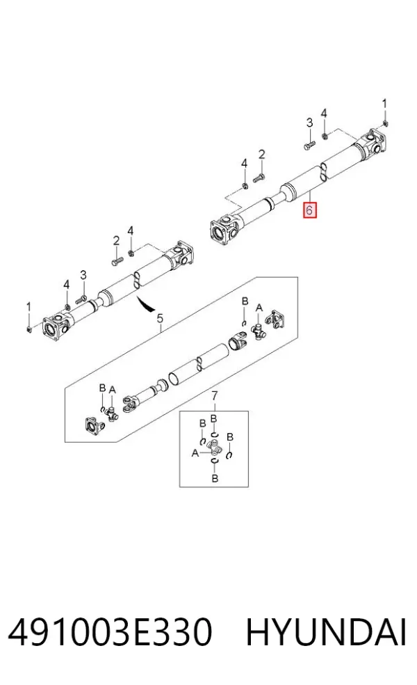 Кардан задний 491003E330 Hyundai/Kia