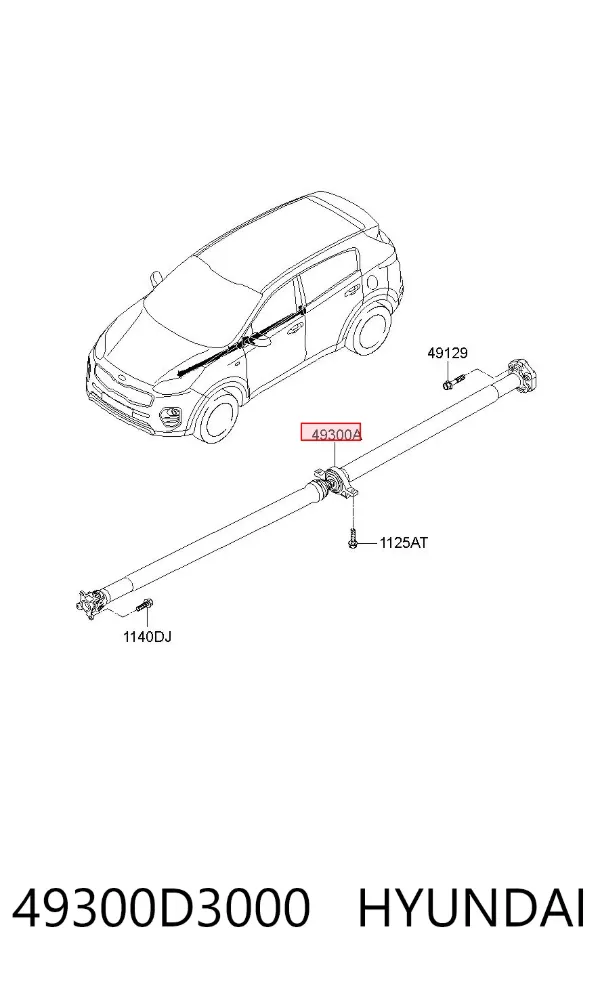 Подвесной подшипник карданного вала 49300D3000 Hyundai/Kia