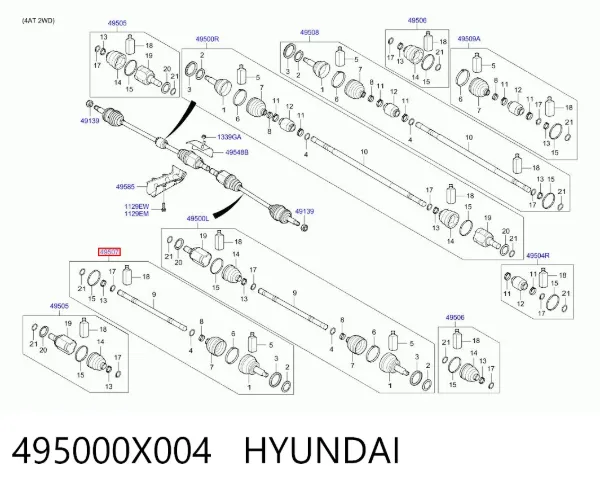 ШРУС наружный передний 495000X004 Hyundai/Kia