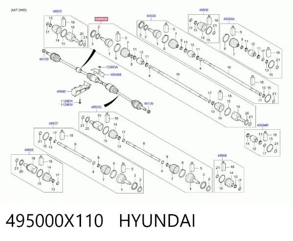 Правая полуось 495000X110 Hyundai/Kia