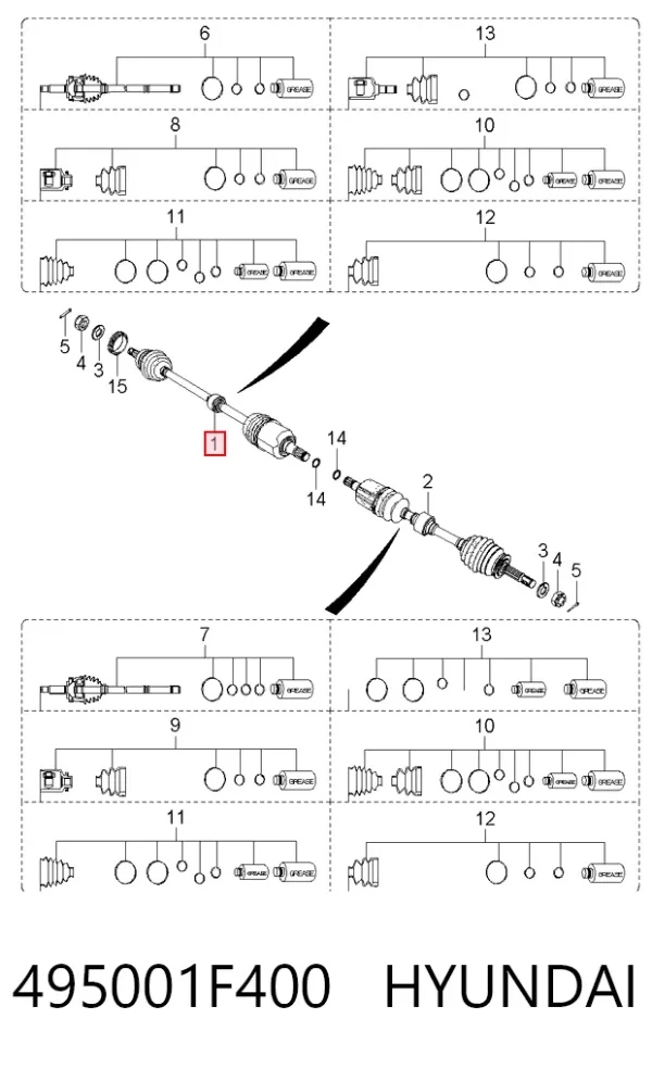 Правая полуось 495001F400 Hyundai/Kia