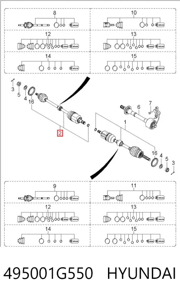 Правая полуось 495001G550 Hyundai/Kia