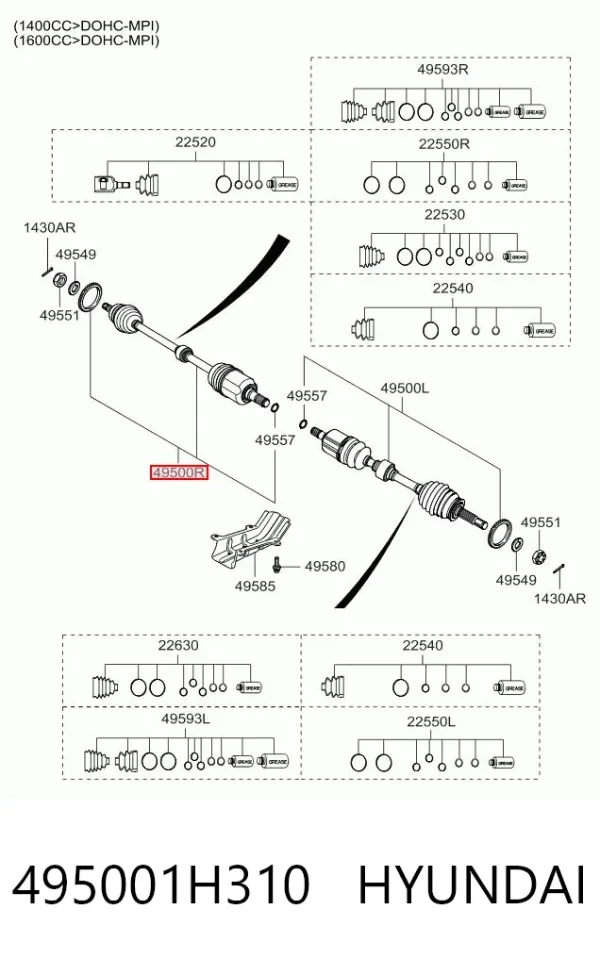 ШРУС внутренний 495001H310 Hyundai/Kia