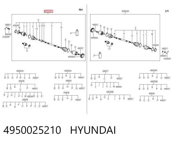 Правая полуось 4950025210 Hyundai/Kia