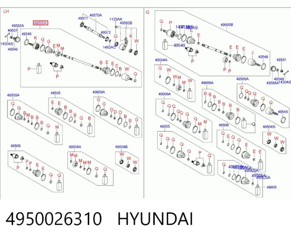 Левая полуось 4950026310 Hyundai/Kia