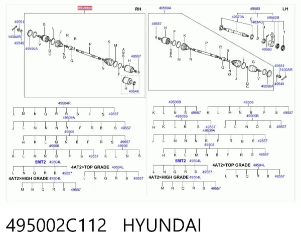 ШРУС наружный передний 495002C112 Hyundai/Kia