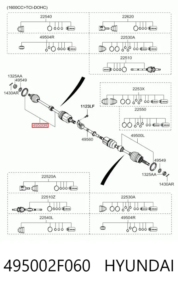 Правая полуось 495002F060 Hyundai/Kia