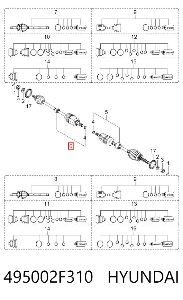 Правая полуось 495002F310 Hyundai/Kia