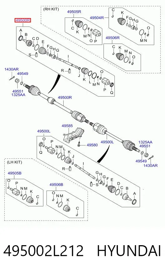 Правая полуось 495002L212 Hyundai/Kia