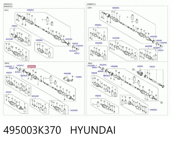 Правая полуось 495003K370 Hyundai/Kia