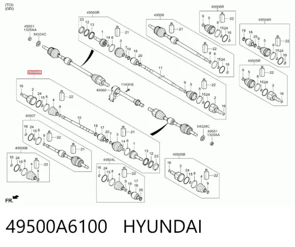 Левая полуось 49500A6100 Hyundai/Kia