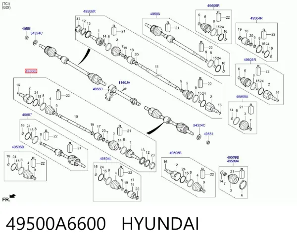 Левая полуось 49500A6600 Hyundai/Kia