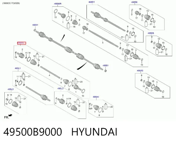 Левая полуось 49500B9000 Hyundai/Kia