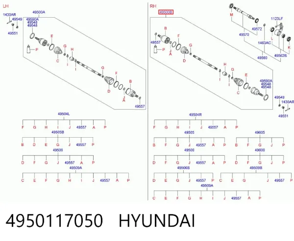 Правая полуось 4950117050 Hyundai/Kia