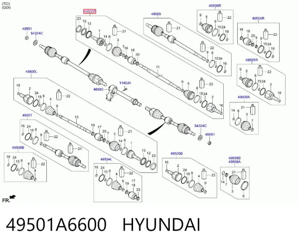 Правая полуось 49501A6600 Hyundai/Kia