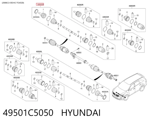 Правая полуось 49501C5050 Hyundai/Kia