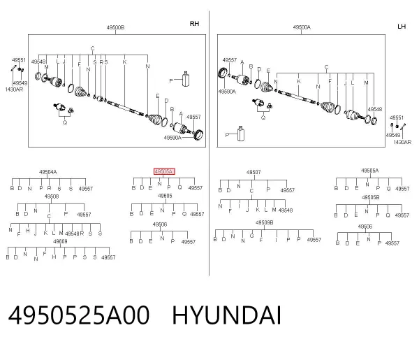 ШРУС наружный передний 4950525A00 Hyundai/Kia