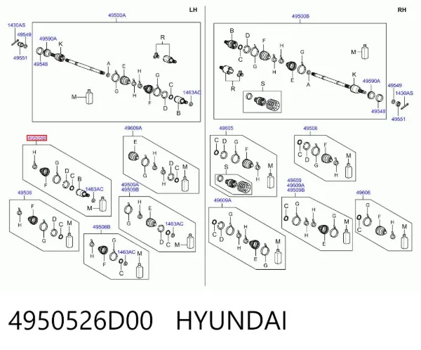 ШРУС наружный передний левый 4950526D00 Hyundai/Kia