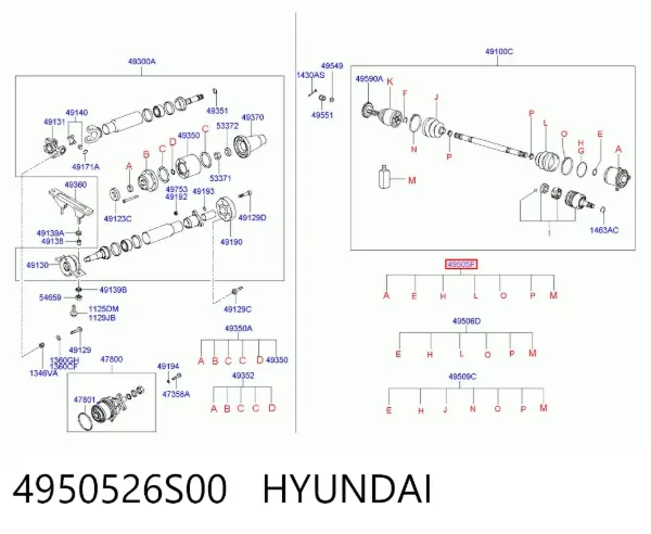 ШРУС внутренний задний 4950526S00 Hyundai/Kia