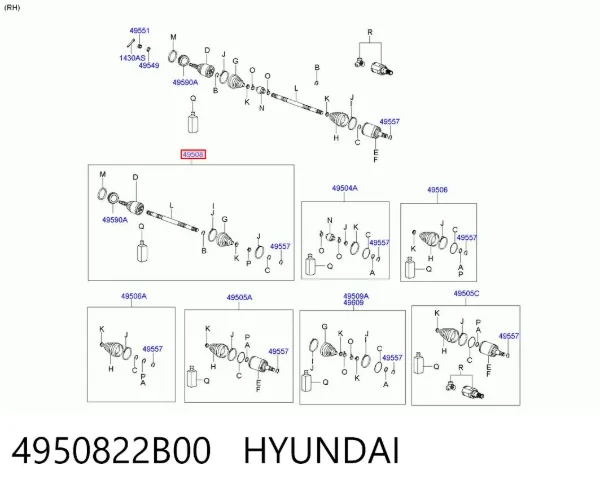 Правая полуось 4950822B00 Hyundai/Kia