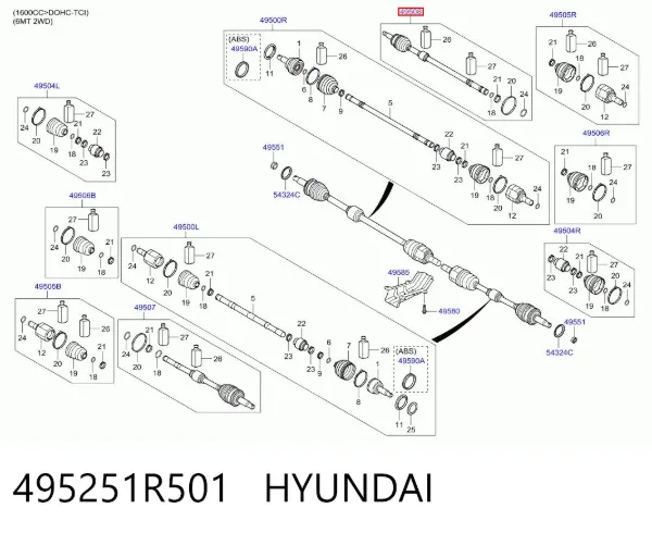 ШРУС наружный передний 495251R501 Hyundai/Kia
