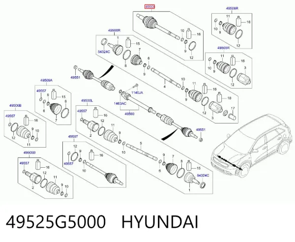 Правая полуось 49525G5000 Hyundai/Kia