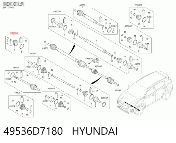 Пыльник ШРУСа наружный 49536D7180 Hyundai/Kia
