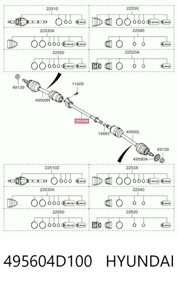 Правая полуось 495604D100 Hyundai/Kia