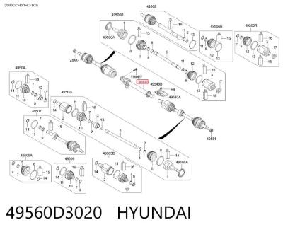 Вал привода полуоси промежуточный HYUNDAI 49560D3020
