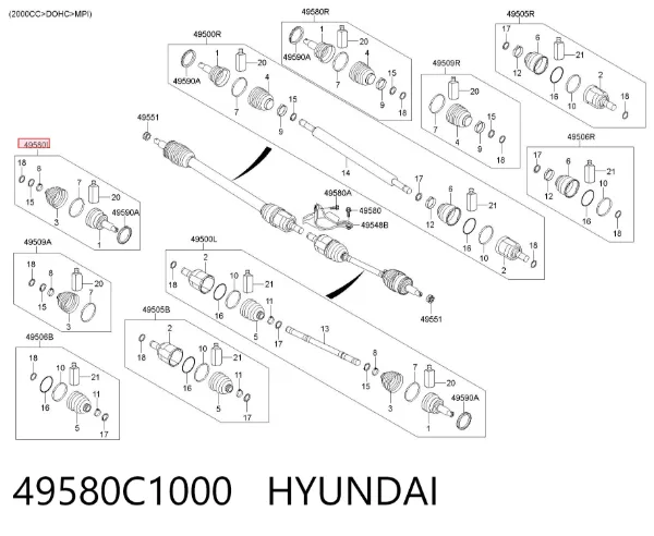 ШРУС наружный передний левый 49580C1000 Hyundai/Kia