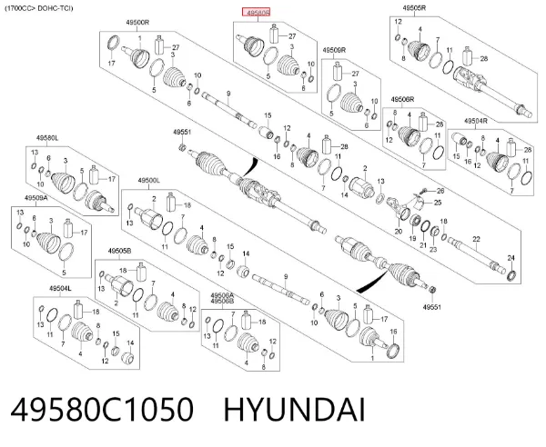 ШРУС наружный передний правый 49580C1050 Hyundai/Kia
