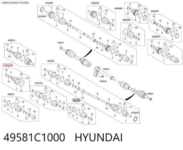 Пыльник ШРУСа наружный левый 49581C1000 Hyundai/Kia