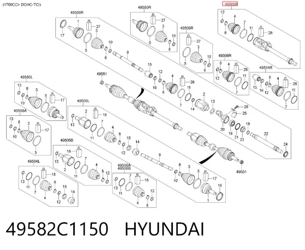 ШРУС внутренний правый 49582C1150 Hyundai/Kia