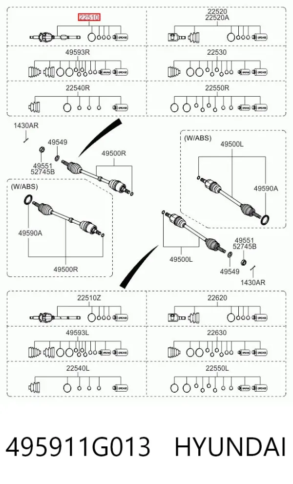 ШРУС наружный передний 495911G013 Hyundai/Kia