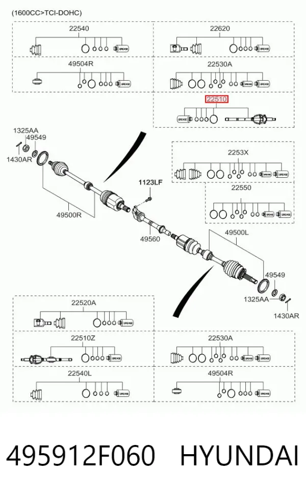 ШРУС наружный передний правый 495912F060 Hyundai/Kia