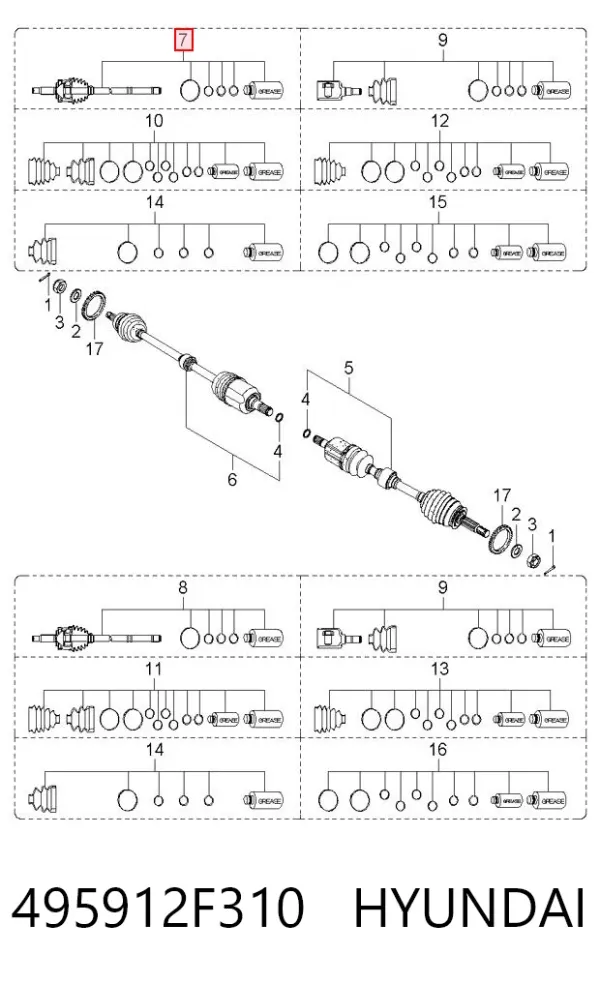 ШРУС наружный передний 495912F310 Hyundai/Kia