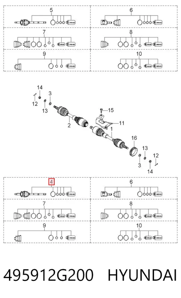 ШРУС наружный передний 495912G200 Hyundai/Kia