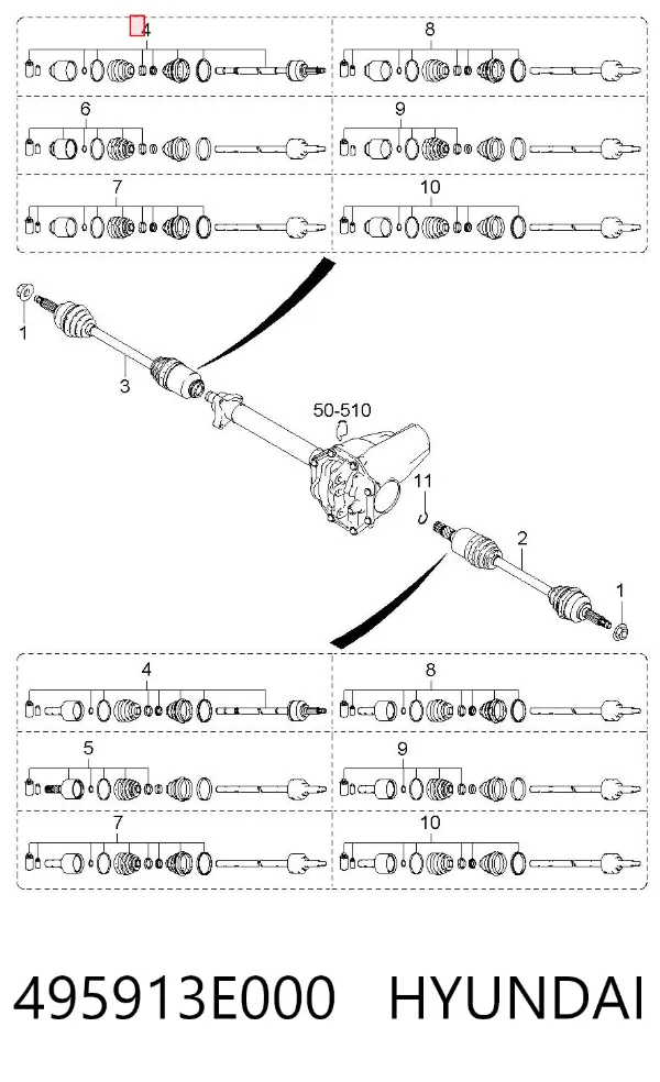 Полуось передняя 495913E000 Hyundai/Kia