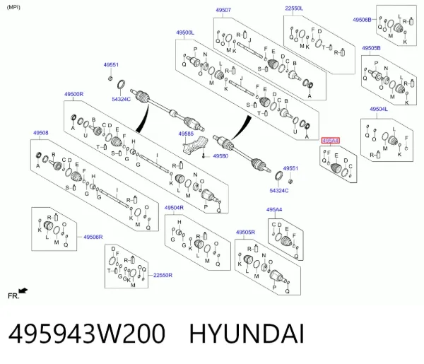 Пыльник ШРУСа наружный 495943W200 Hyundai/Kia