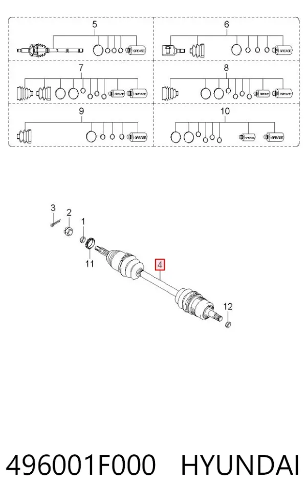 Задняя полуось 496001F000 Hyundai/Kia