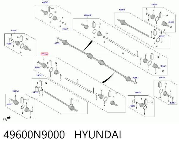 Полуось задняя левая 49600N9000 Hyundai/Kia